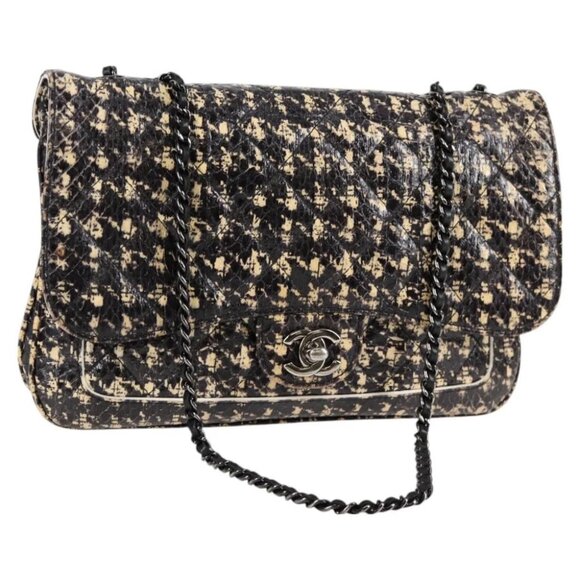 CHANEL Matelasse Chain Shoulder Bag Leather Black Silver CC Auth 127576M - Picture 1 of 16